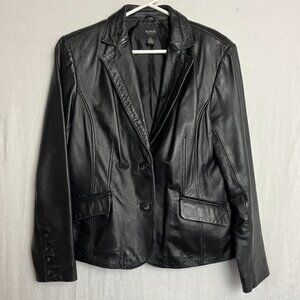 100% Leather Jacket Alfani Patina Vintage Womens M Petite Grunge Punk Streetwear